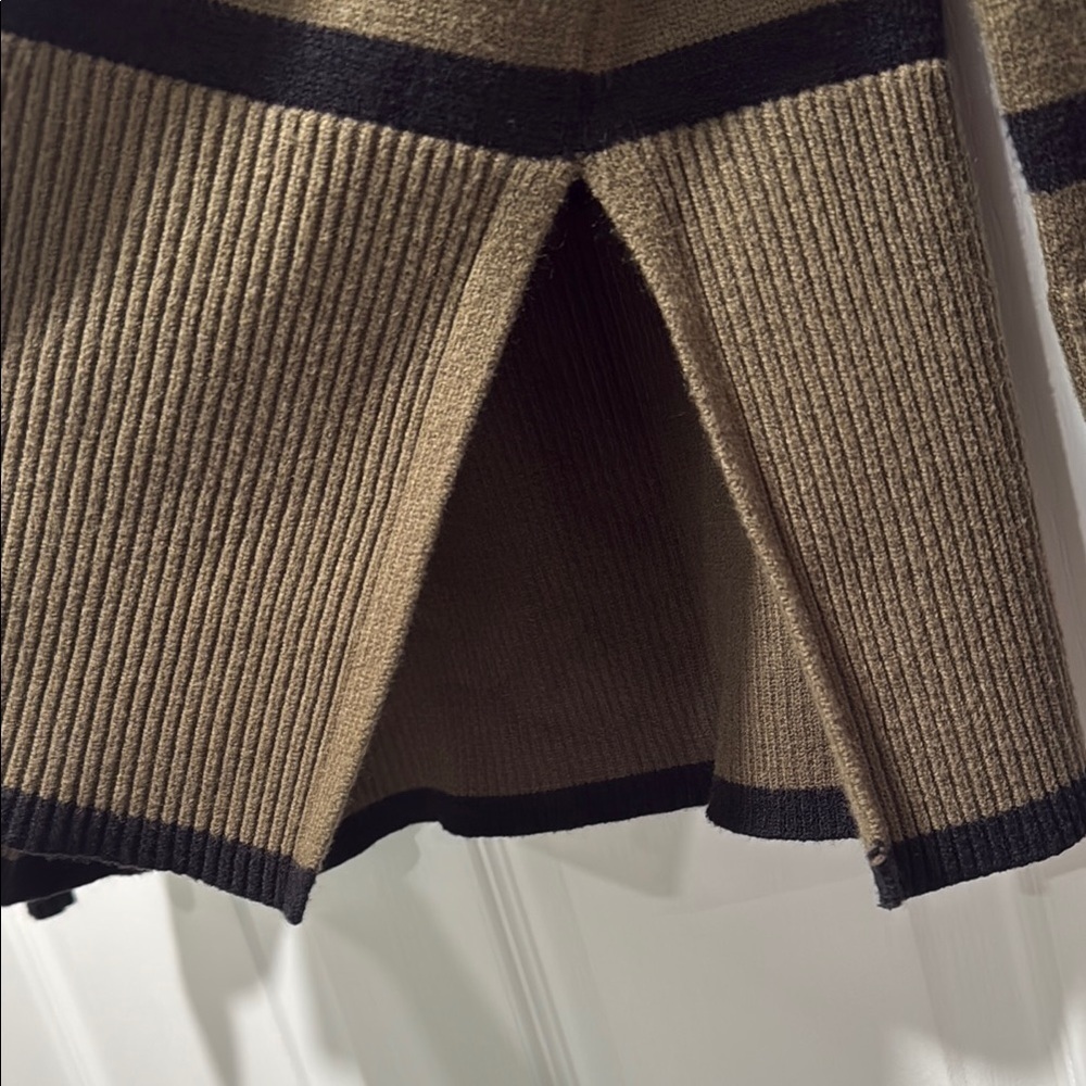 Striped Olive and Black Mock neck Sweater - Picture 3 of 5